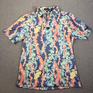 Bad Birdie Core Performance Golf Polo Men's Medium Blue Lei'd Up Short Sleeve